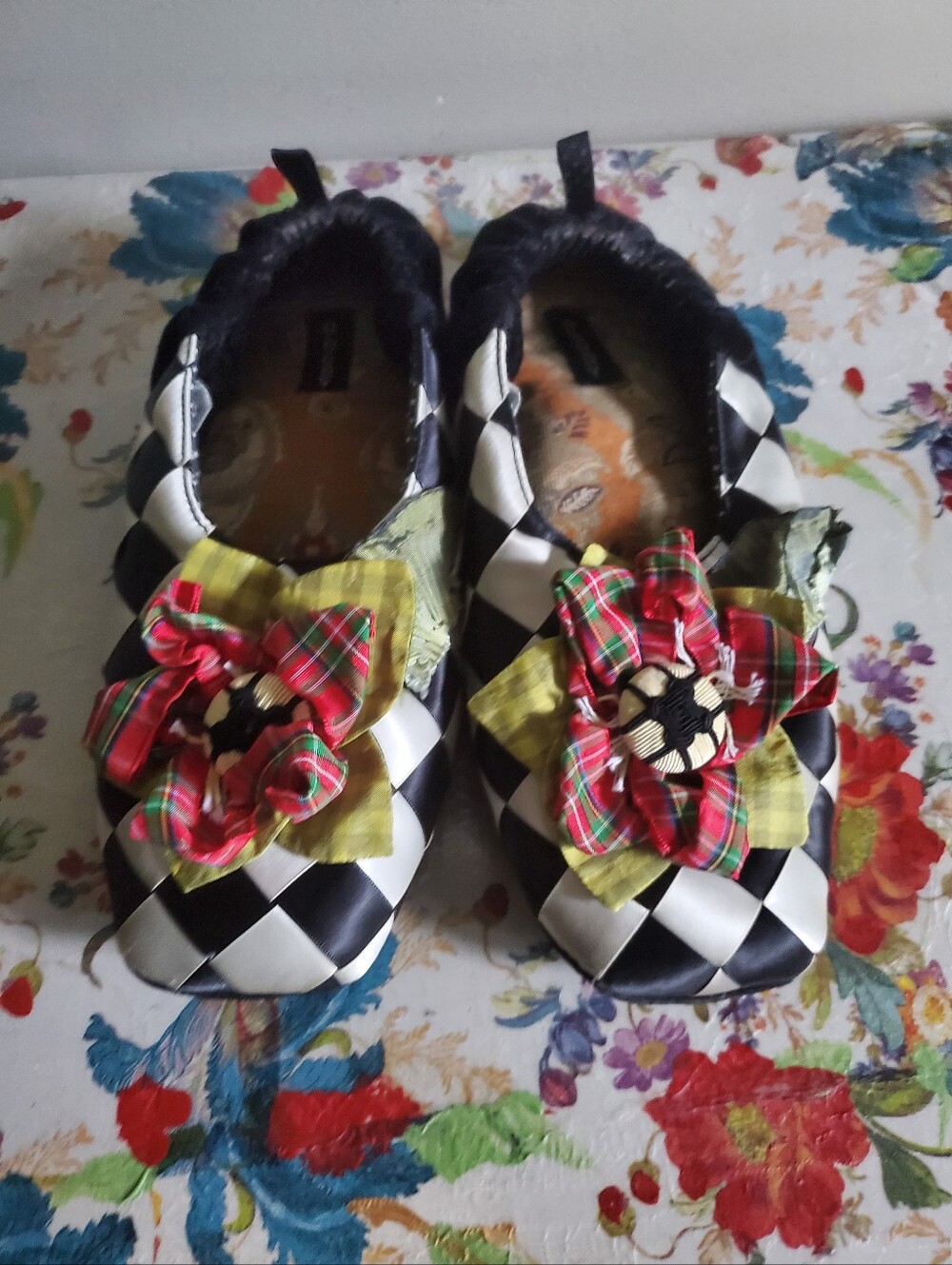 Black & White Check Slip-On Womans MACKENZIE CHILDS SLIPPERS